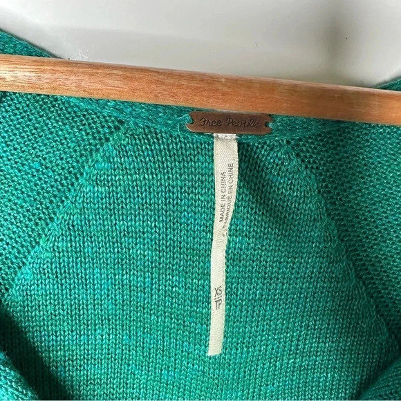 Free People Teal Optimistic Linen Blend Hoodie Size XS - Picture 8 of 11
